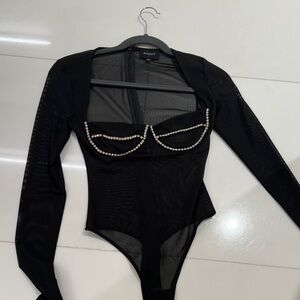 Bardot black mesh body suit with crystals has been worn once size xs